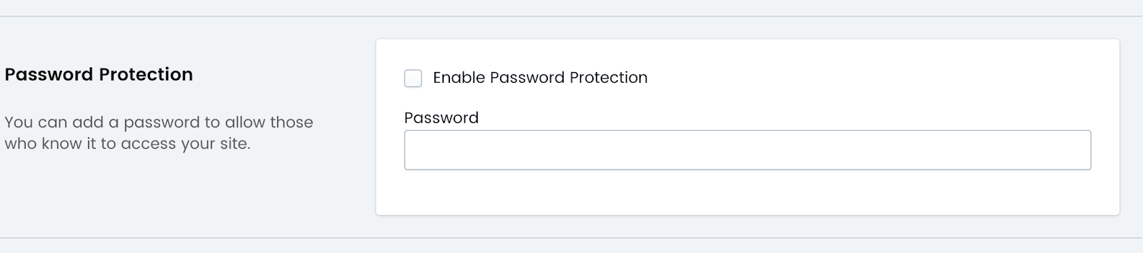 Image of the Password Protection section